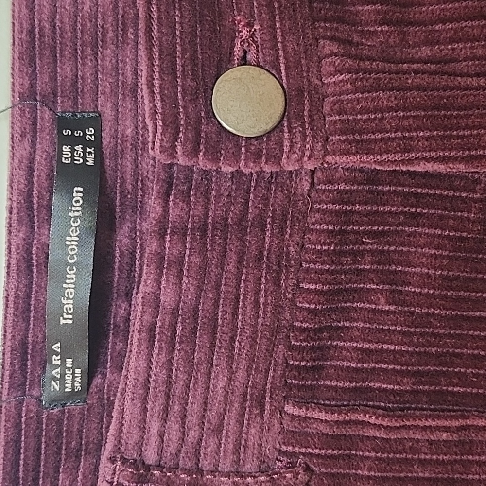 Zara Deep Purple Corduroy Straight Leg Pants Size Small - Picture 8 of 16